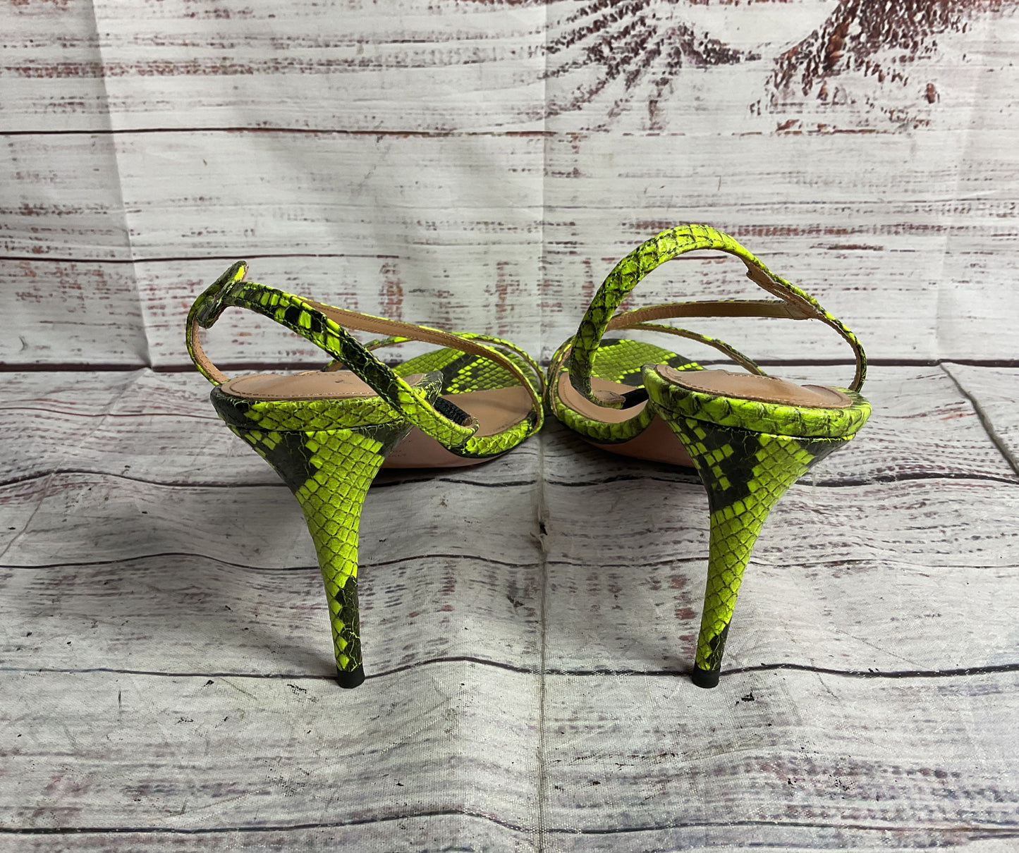Aquazurra Leather Serpentine Python Sandals Green 39.5