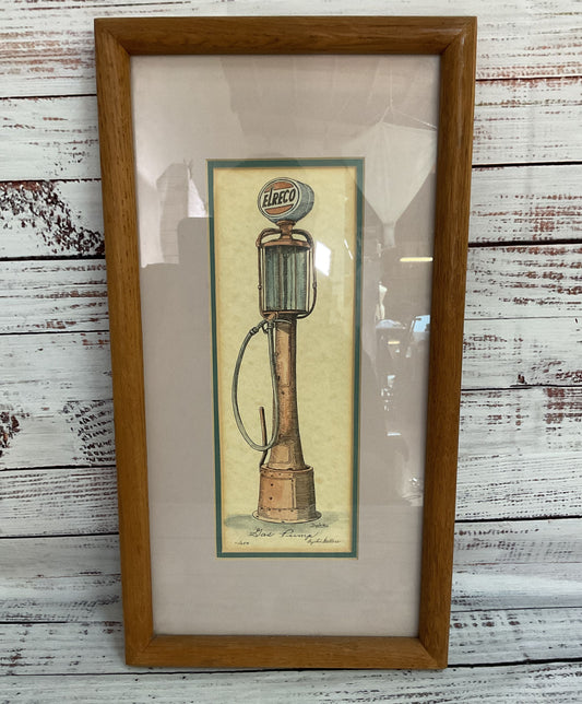 Dyckie Wallace Gas Pump Limited Edition Artist Signed Watercolor Print