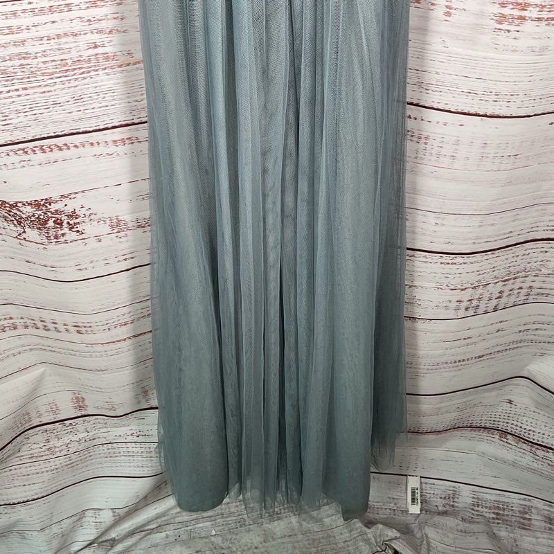 Monique Lhuillier Light Blue Shear Mesh Halter Top Ballgown Dress - Size 2