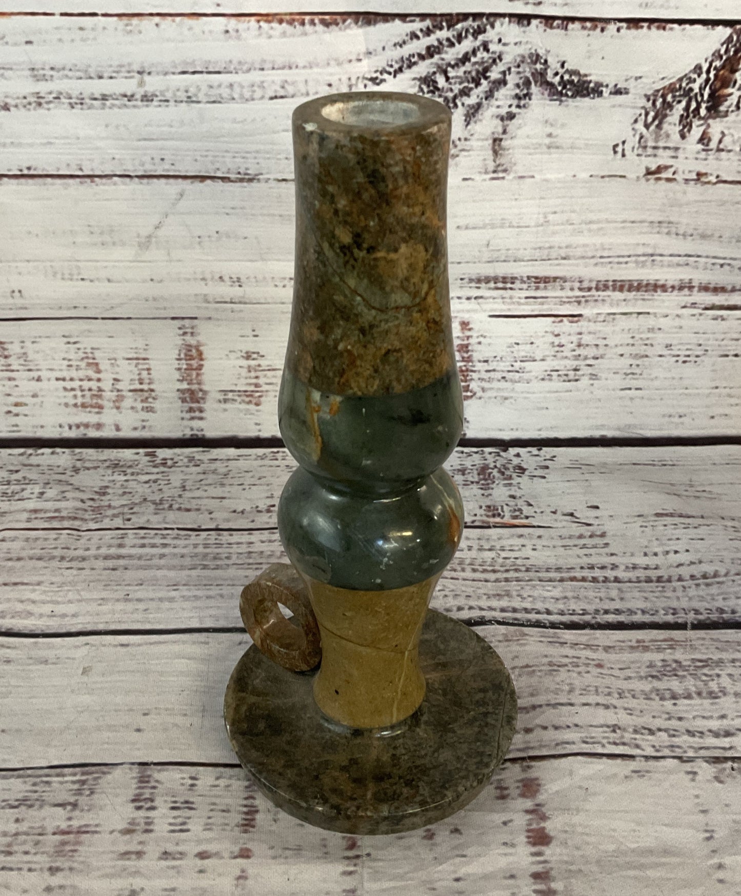 Modern Soapstone Alabaster Set of 2 Candle Sticks Multicolor