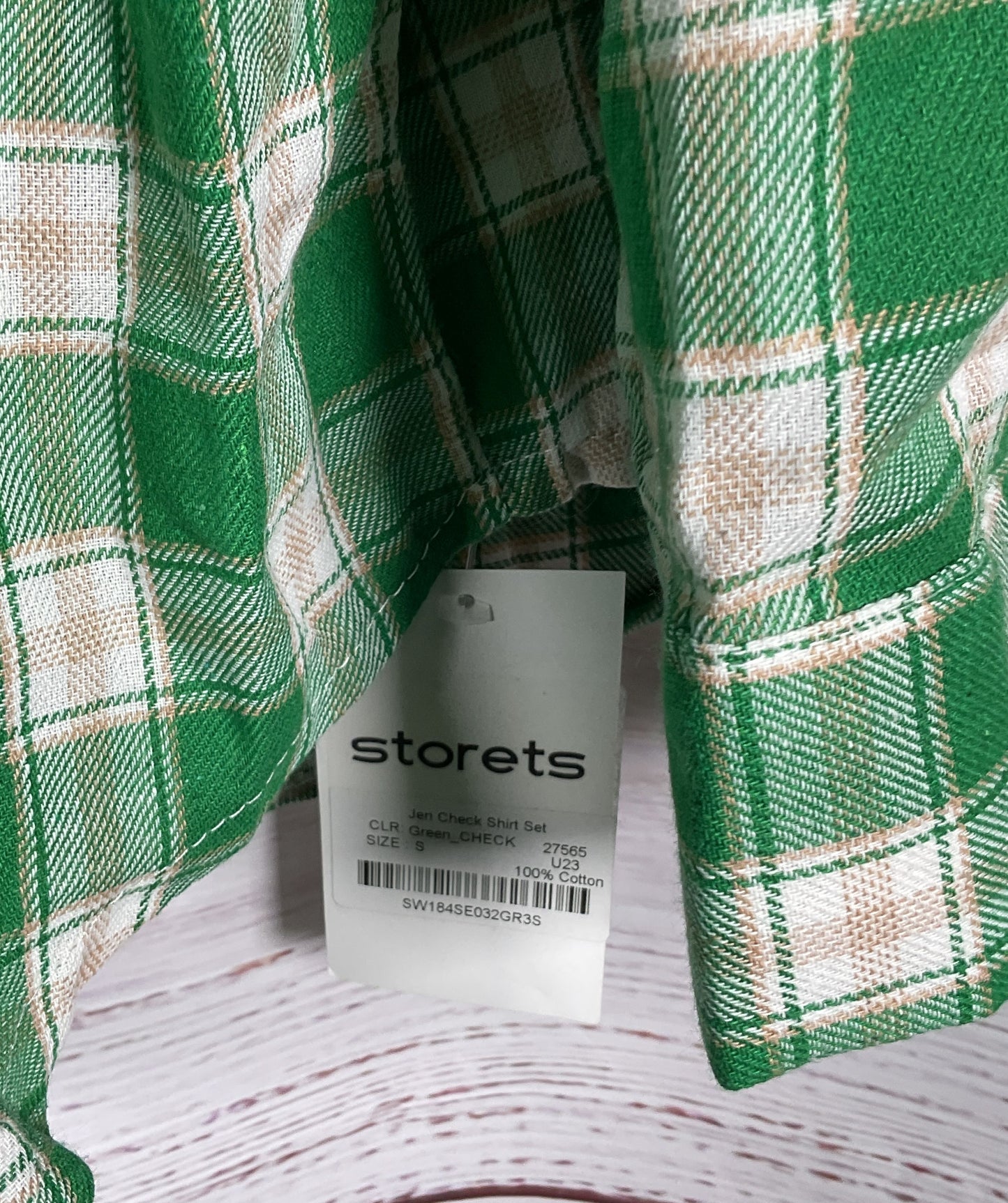 Storets Gingham Print 2 Set Top Green S