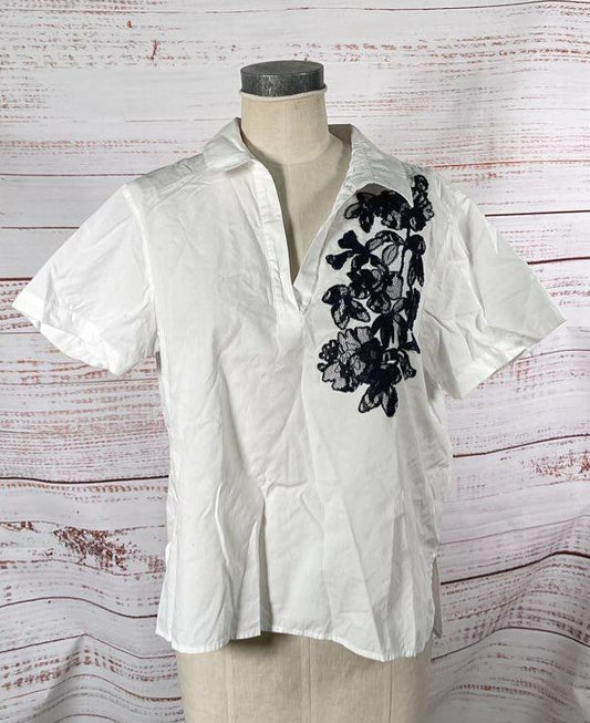 Karl Lagerfeld Short Sleeve Floral Poplin Shirt Soft White XL