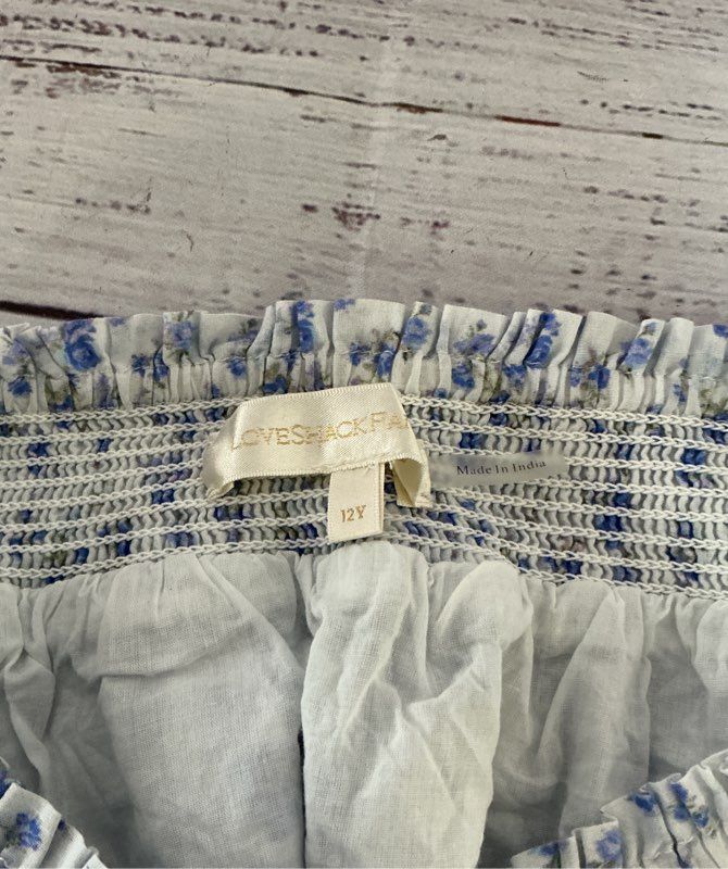 Girl's Love Shack Fancy Blue Floral Cotton Skirt Size 12Y Retail $125