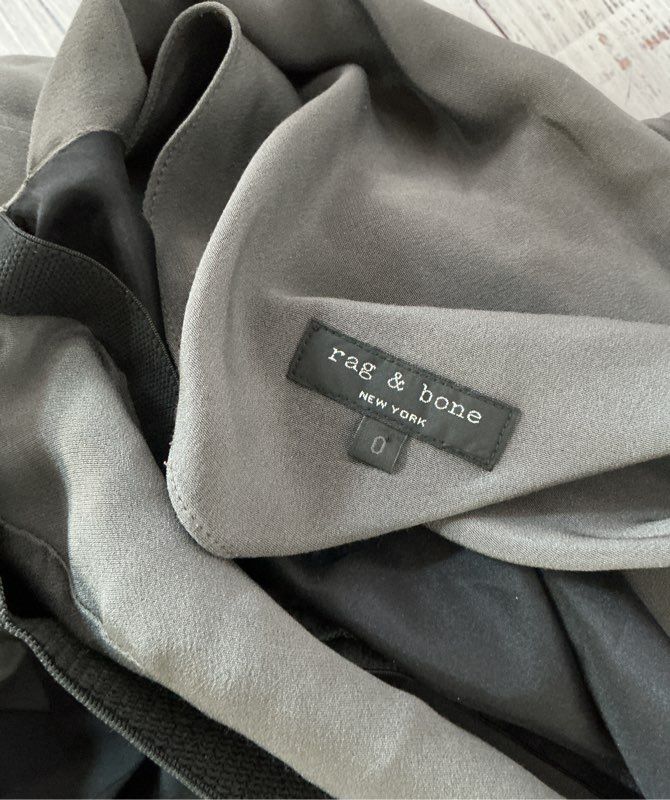 Women's Rag & Bone Gray Silk Drapey Dress with black straps Size 0