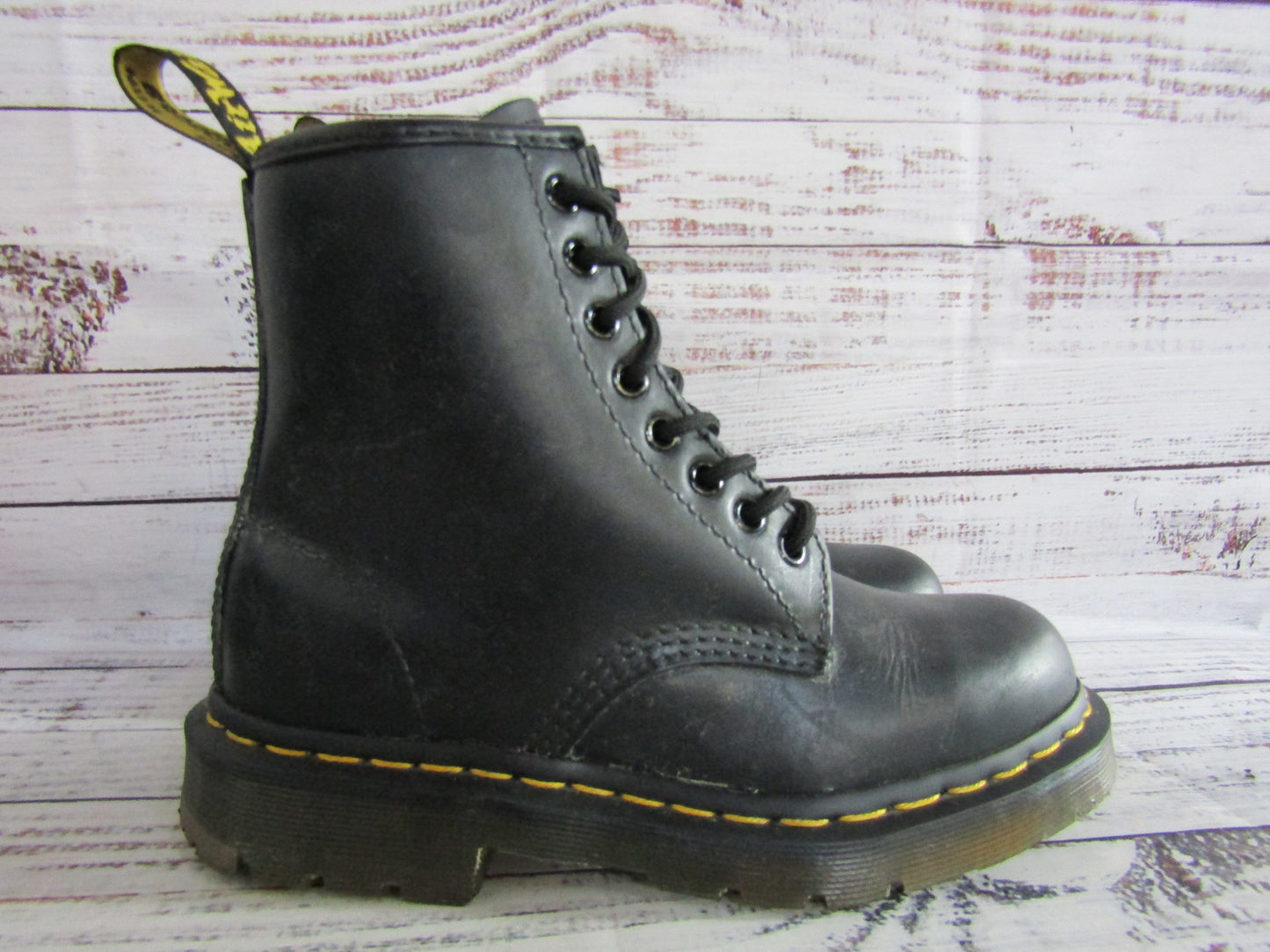 Dr. Martens Women's Black Leather Work Boots Size 6