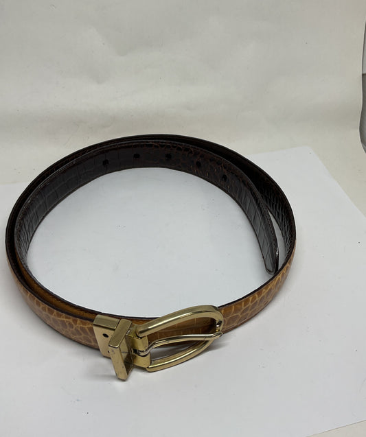 Ralph Lauren Brown Embossed Leather Vintage Belt