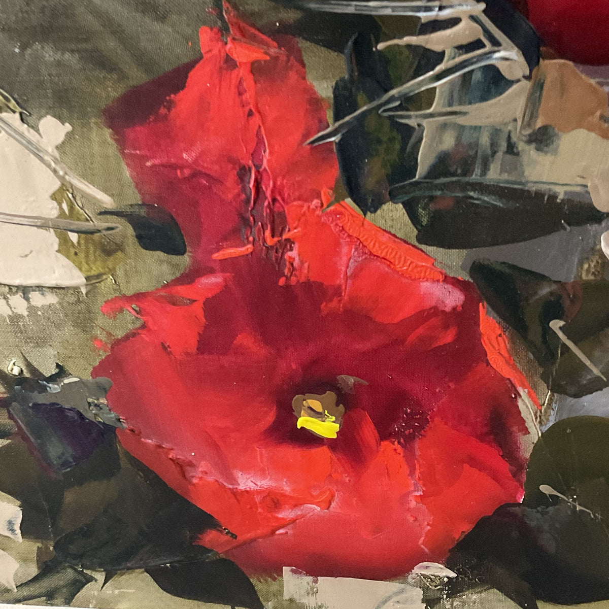 VTG Signed NIDIA D'ALLESANDRO Poppy Floral Still Life Oil Painting- 31.25" X 43"