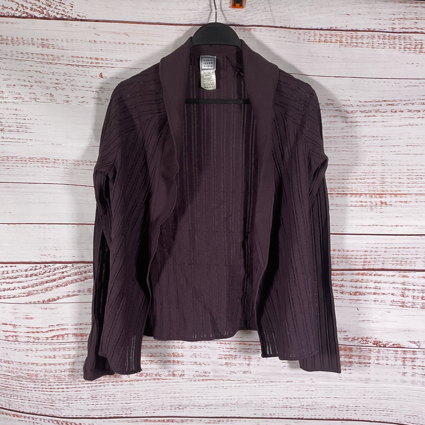 Herve Leger Purple Knit Rayon Nylon Cardigan - Size XL