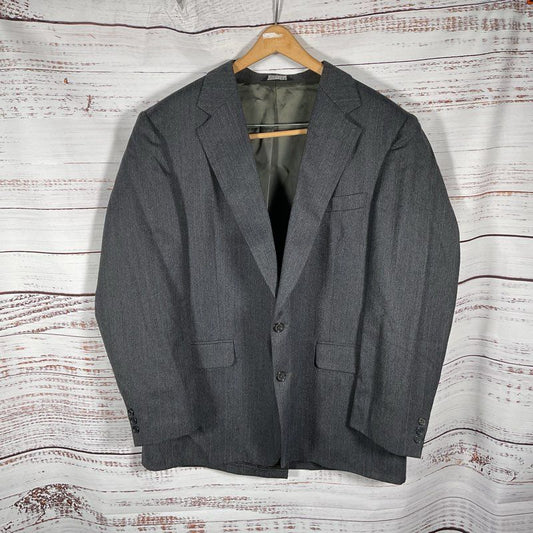 VTG. Cartier Gray Striped 100% Wool Blazer Suit Jacket - Size 19" x 34"