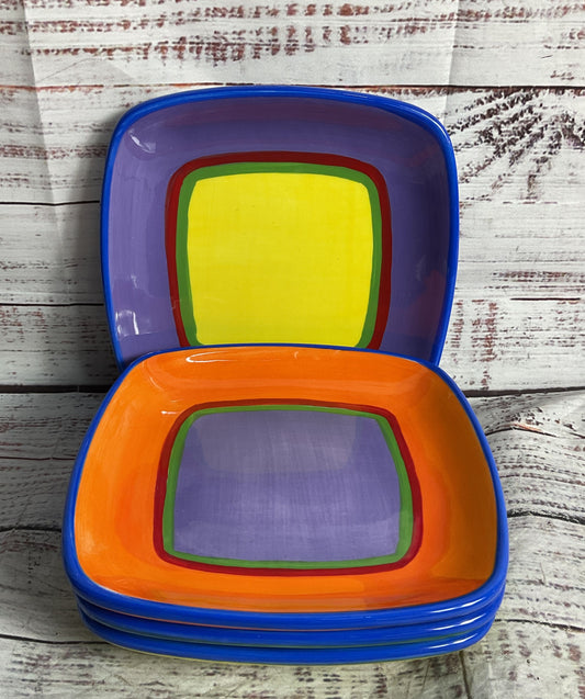 Dansk Caribe Set of 4 Bread Plates Multicolor