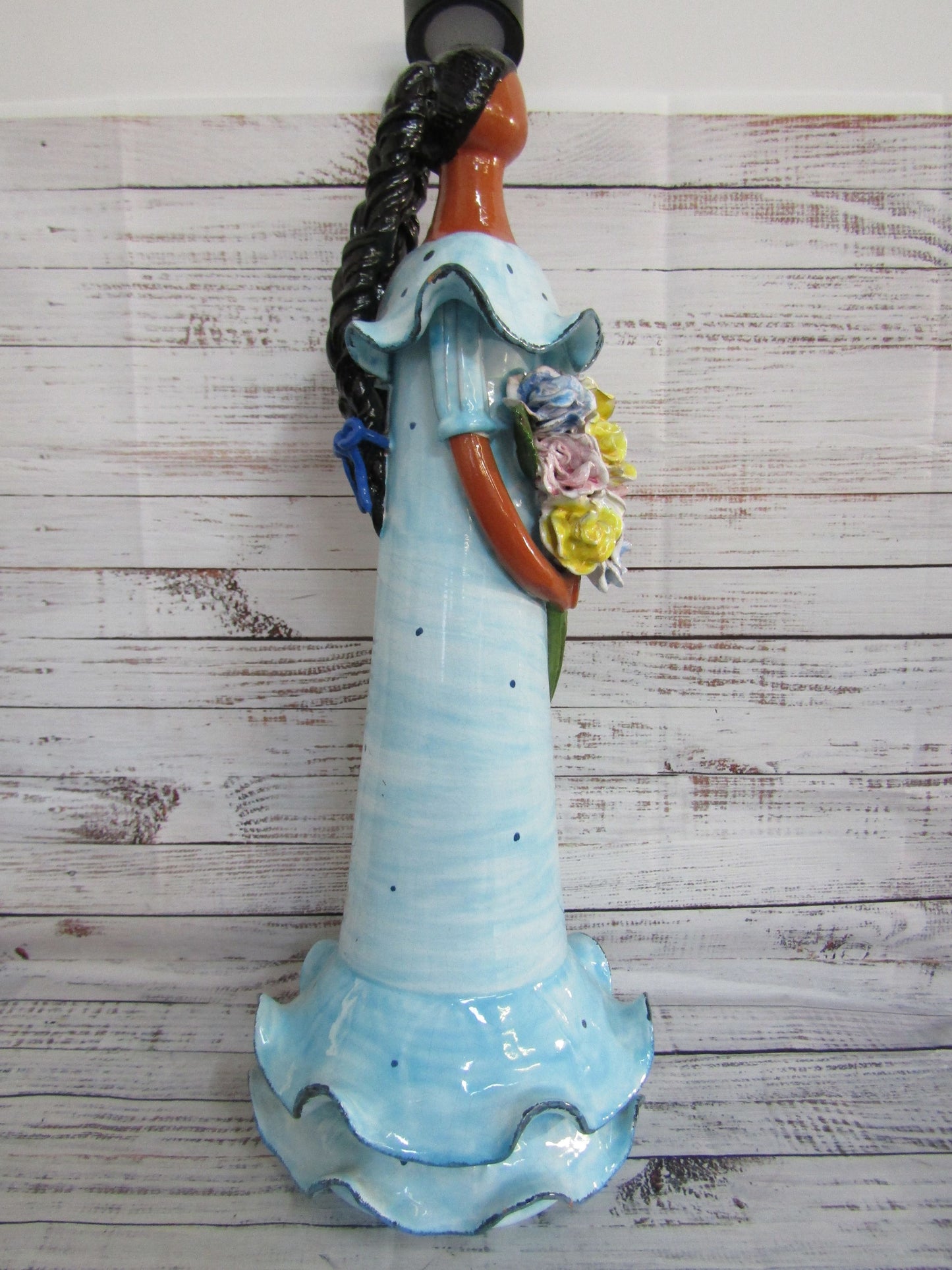 Faceless Flower Girl Sculpture by Liliana Mera Lime Made in Dominican Republic