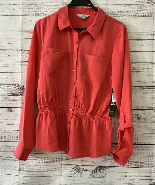 NWT Nicole Miller Coral Blouse w/elastic waist Size S