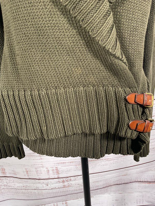 Ralph Lauren Black Label Women's Green Knit Cardigan Double Belted Size M