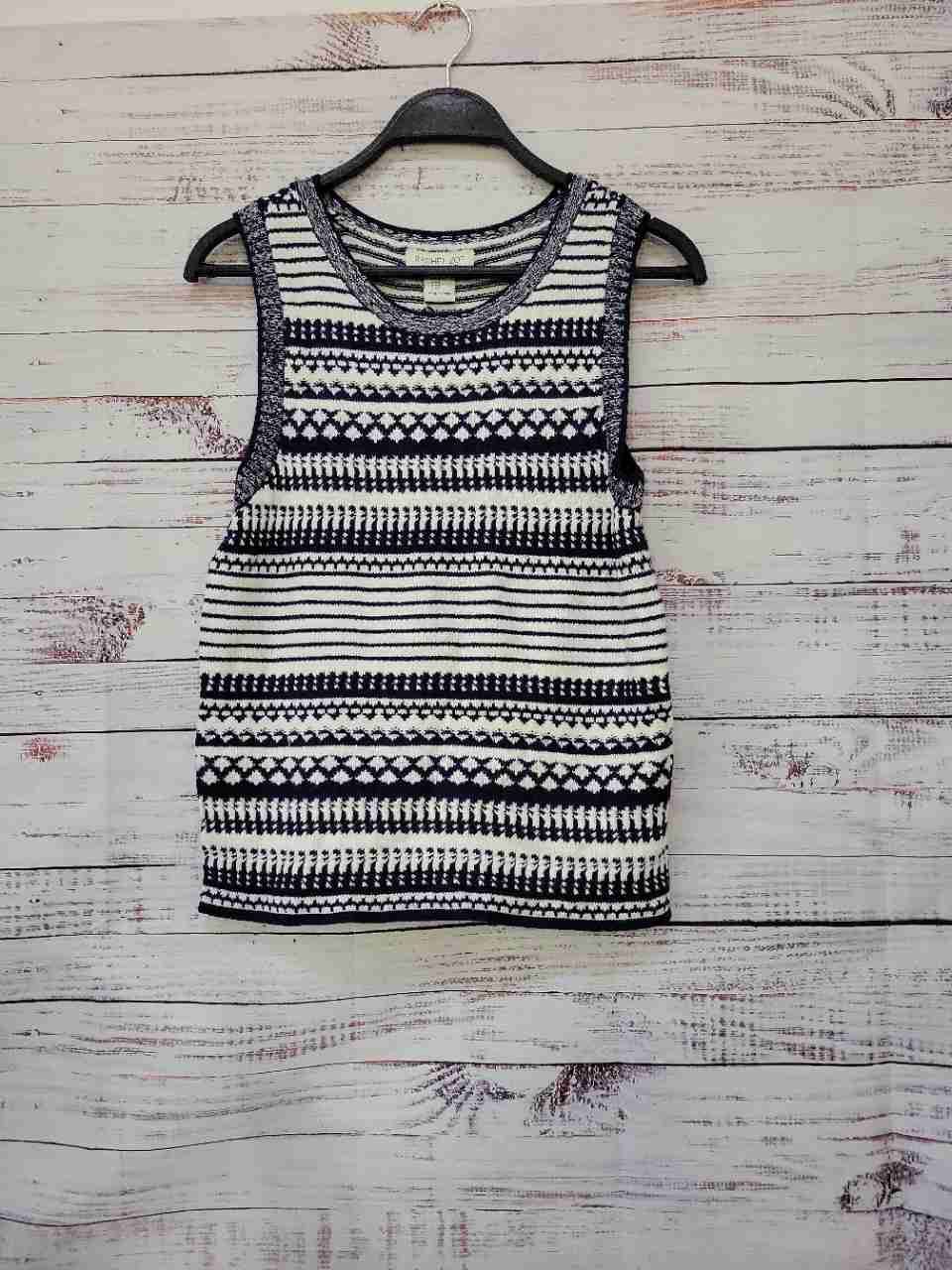 NWT Women's Rachel Zoe Blue & White Sleeveless knit Top Size M