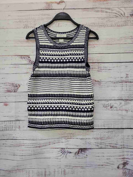 NWT Women's Rachel Zoe Blue & White Sleeveless knit Top Size M