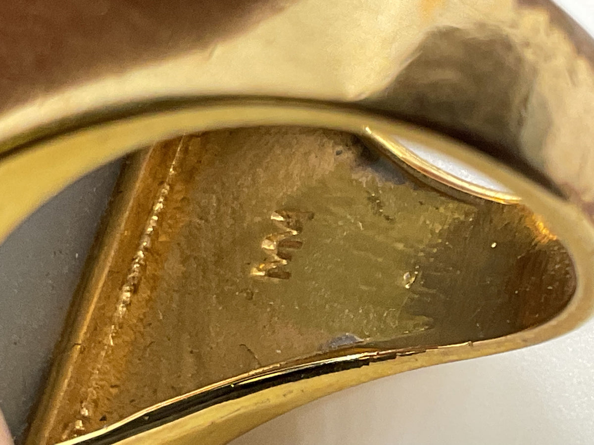 VTG. MA Jewelry Brass & Silver Tone Druzi SZ 6.75 Ring