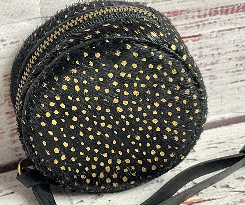 Madewell Metallic-Dot Calf Hair 3.25" Circle Pouch Black