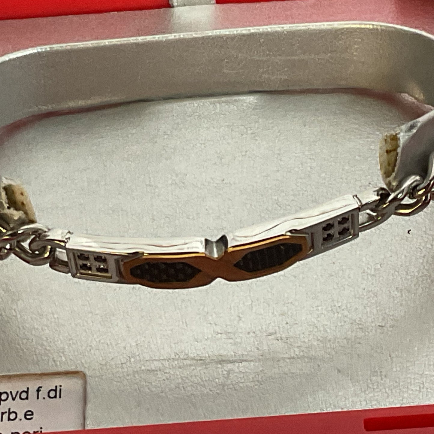 NEW ROSSOAMANTE Silver Tone SS & Rhinestone Curb Chain Bracelet