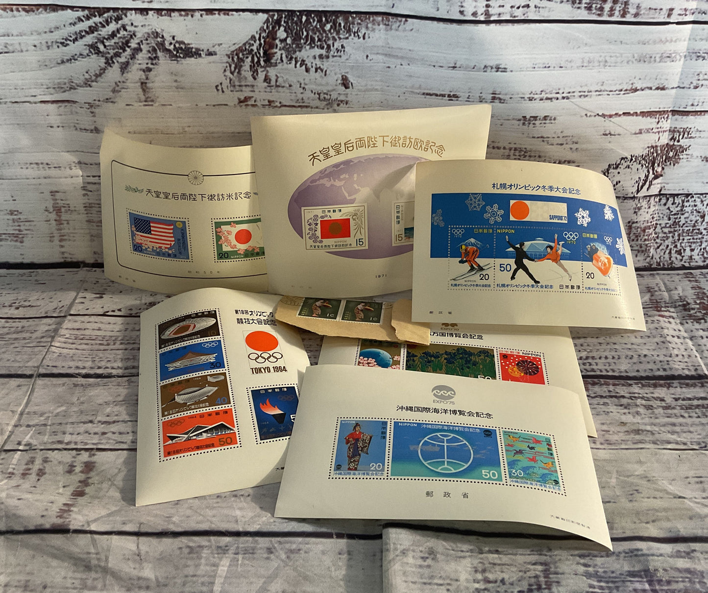 Vintage Japan 1964 Olympic Games Okinawa Various Commemorative Stamp Collection