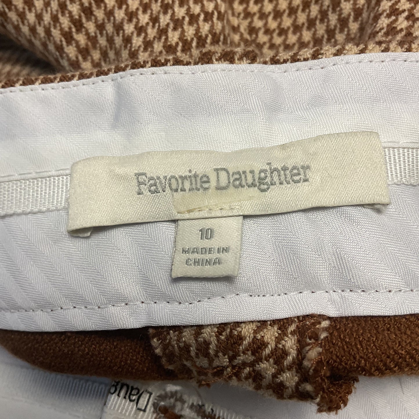 Favorite Daughter Plaid Brown Tan Houndstooth Pattern Pleated Pants - Size 10