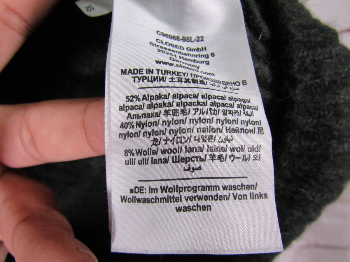 Closed Women's Gray Alpaca Wool Blend Knit V-Neck Sweater Size XS