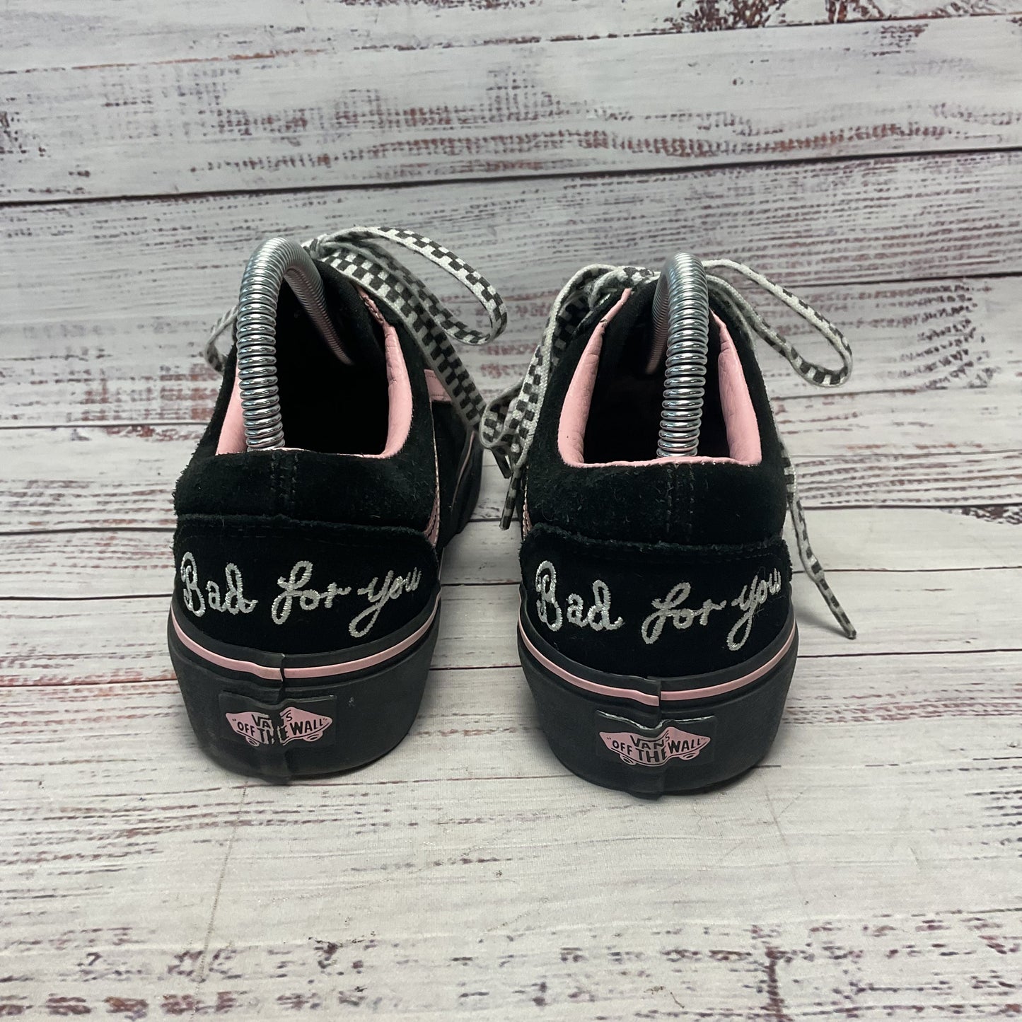 Vans x Lazy Oaf Black Pink Suede Sneaker Casual Shoe Size 6W 7.5M