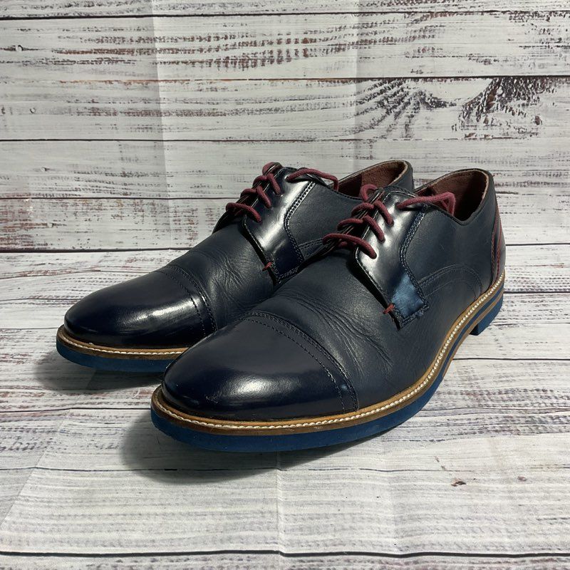 Ted Baker London Braythe 2 Navy & Burgundy Blue Derby Dress Shoes Men's Size 9
