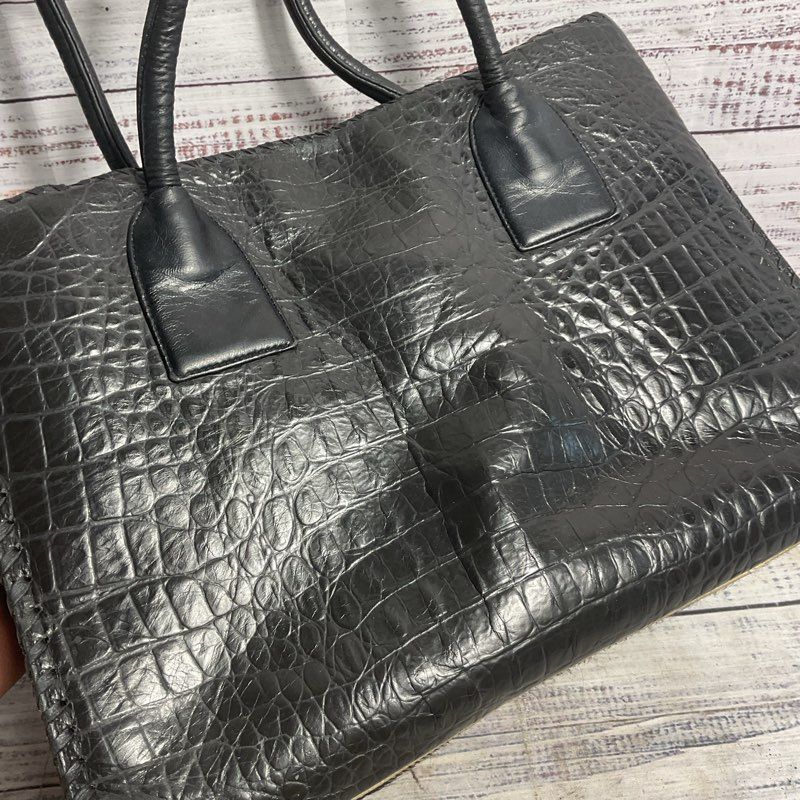 Juan Antonio Cowhide & Snake Embossed Leather Tote Bag Purse