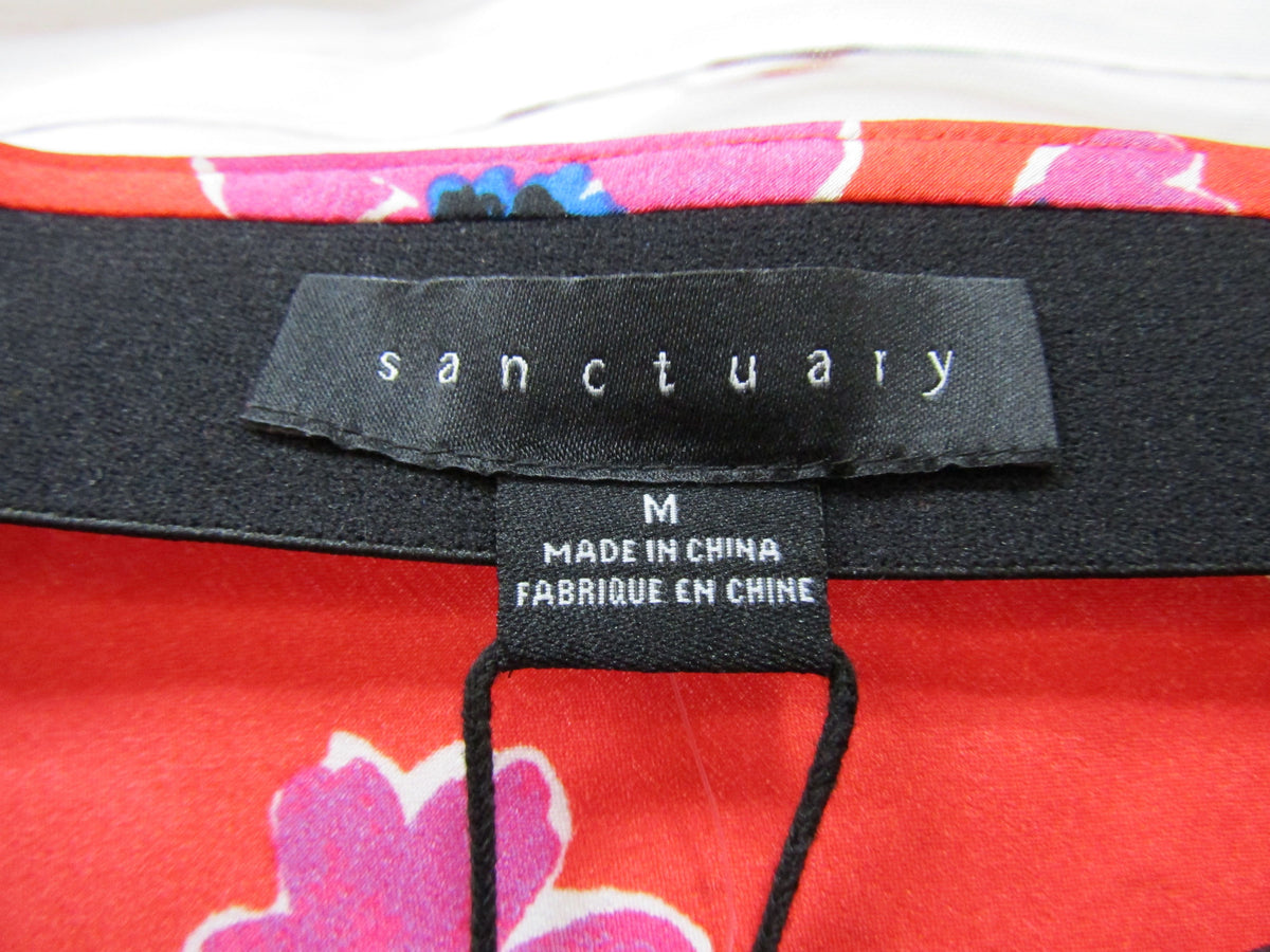 Sanctuary Can't Forget Me Women's Red Floral Satin Midi Skirt Size M