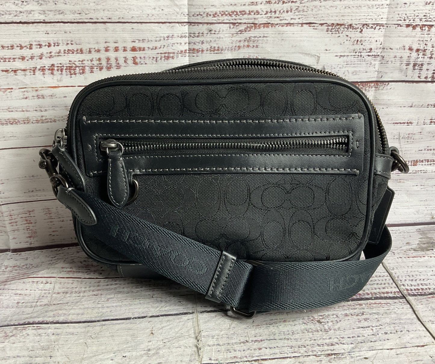 Coach Signature Jacquard Theo Camera Bag Black