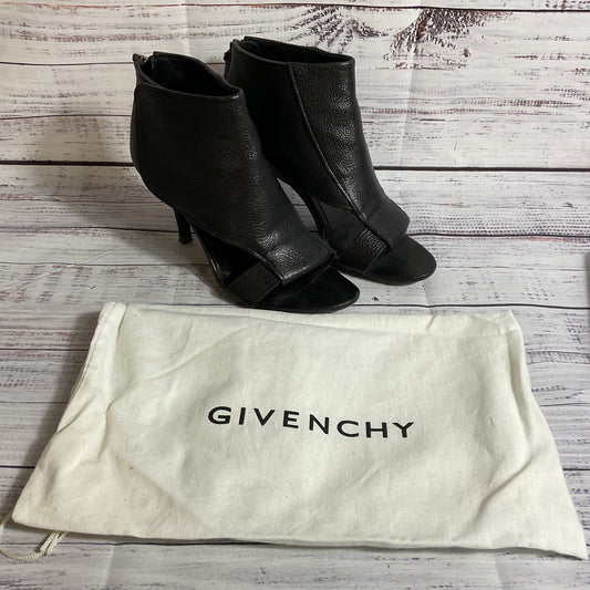 GIVENCHY Women's Black Pebble Leather Open Toe Bootie Boots- SZ 37
