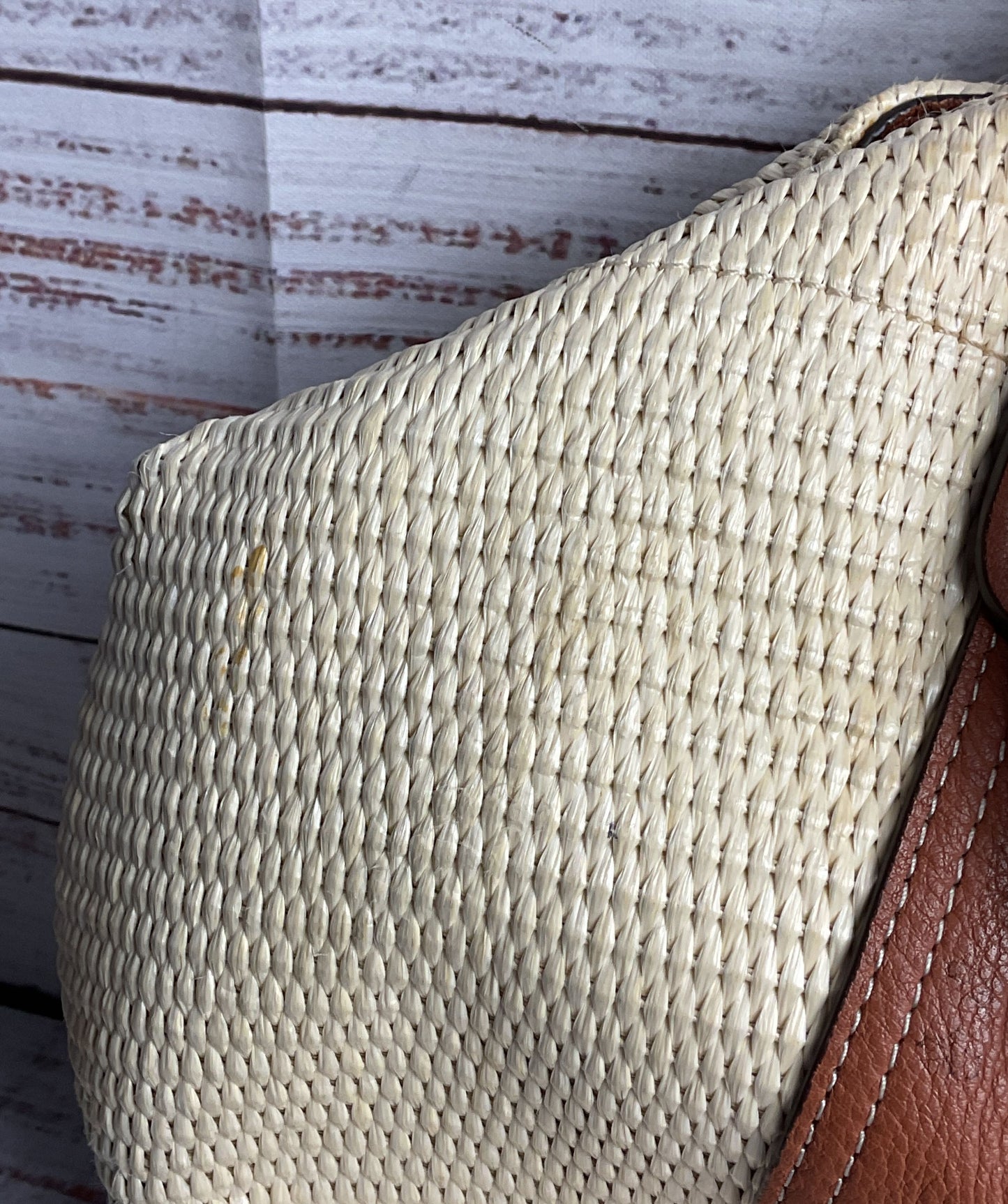 Tory Burch Half-Moon Straw Tote Bag Brown