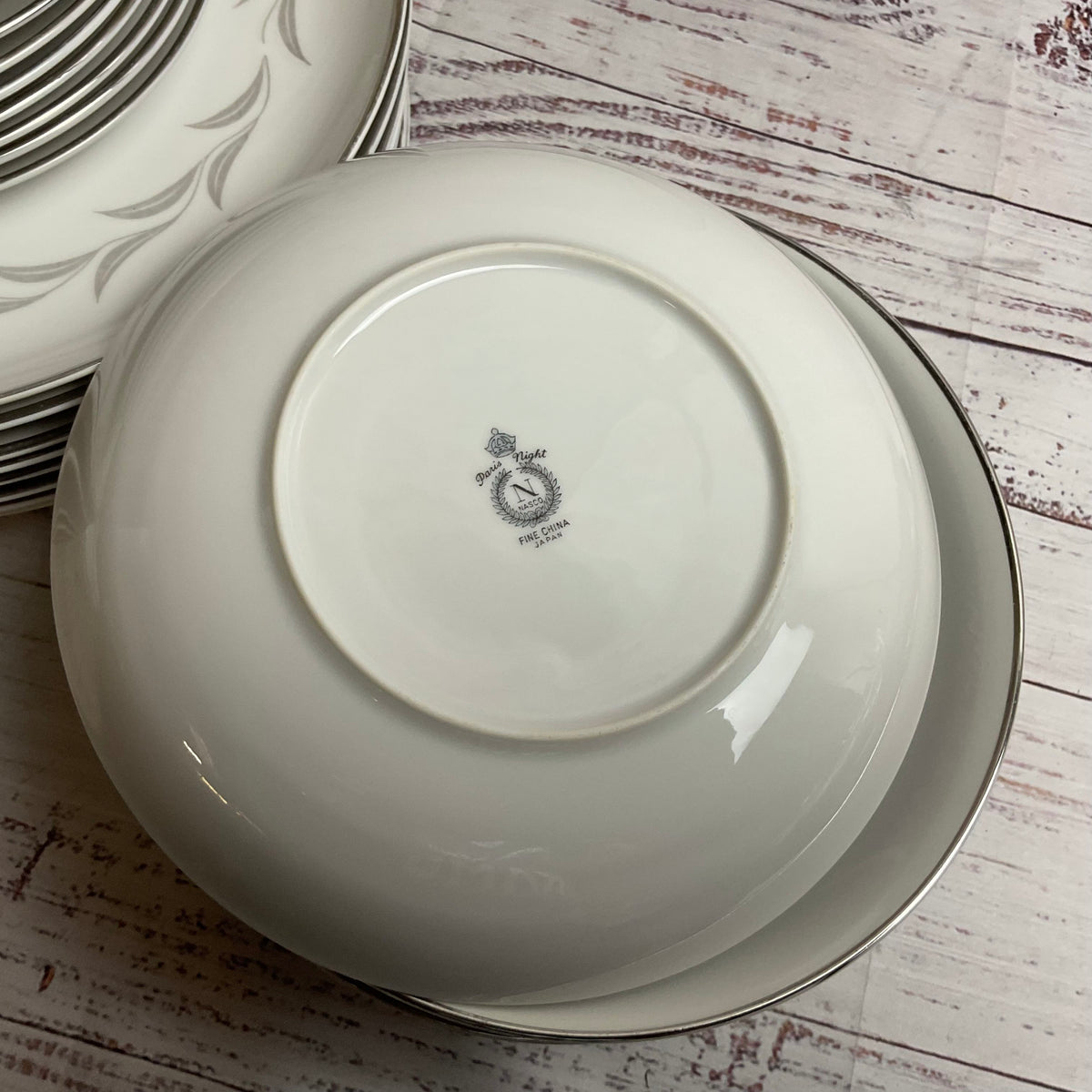 VTG. NASCO Japan Paris Night Fine China Dinner Set for 8 Plus 2 Platters