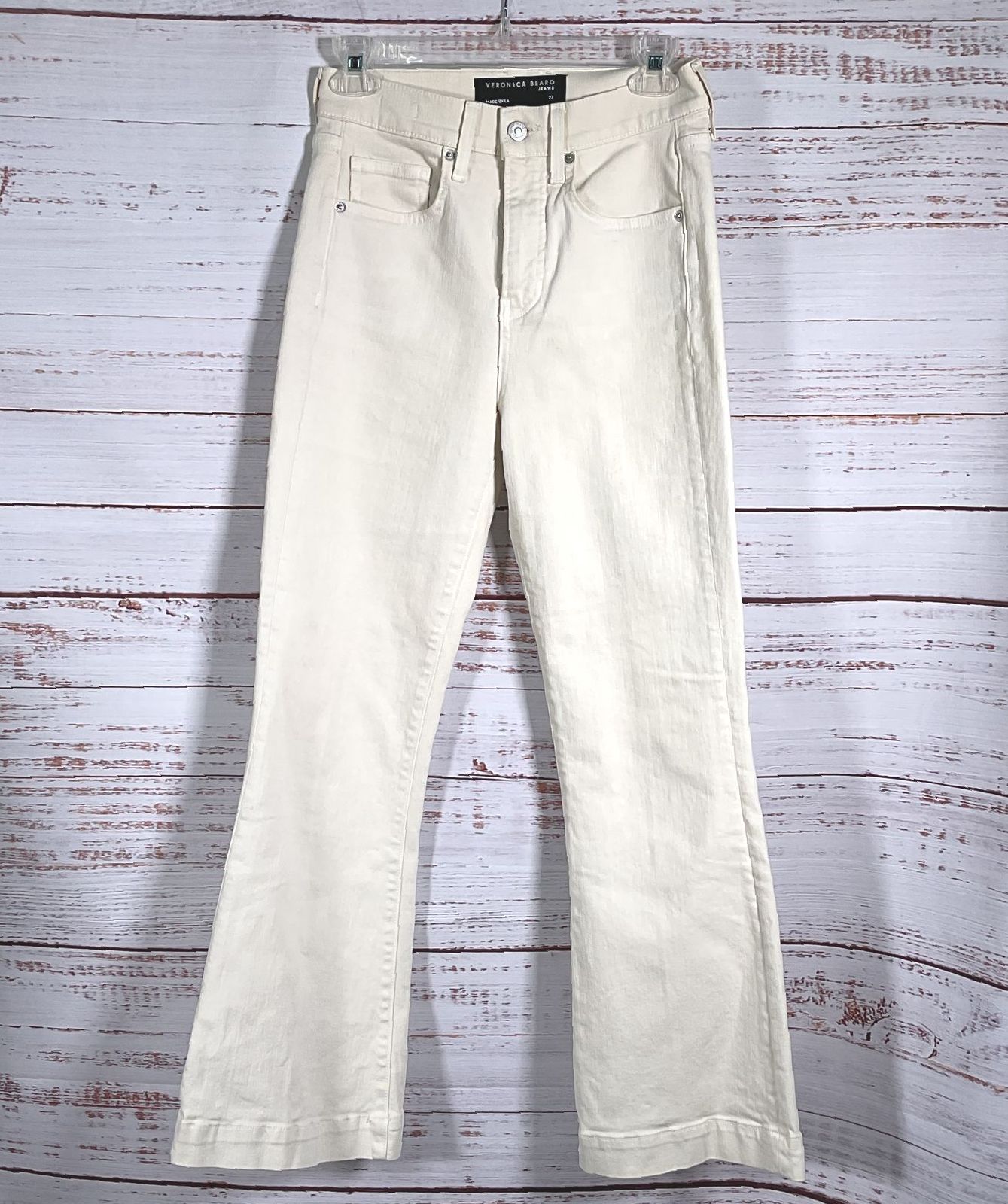Veronica Beard Carson High Rise Ankle Flare Ecru 27
