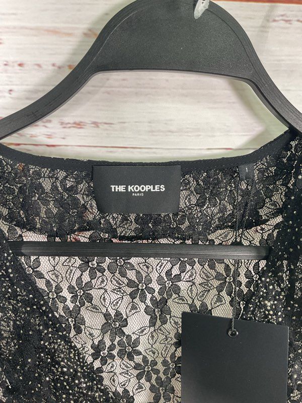 NWT The Kooples Paris Women's Sheer Sparkling Glitter Dress Size 1 Black Silver