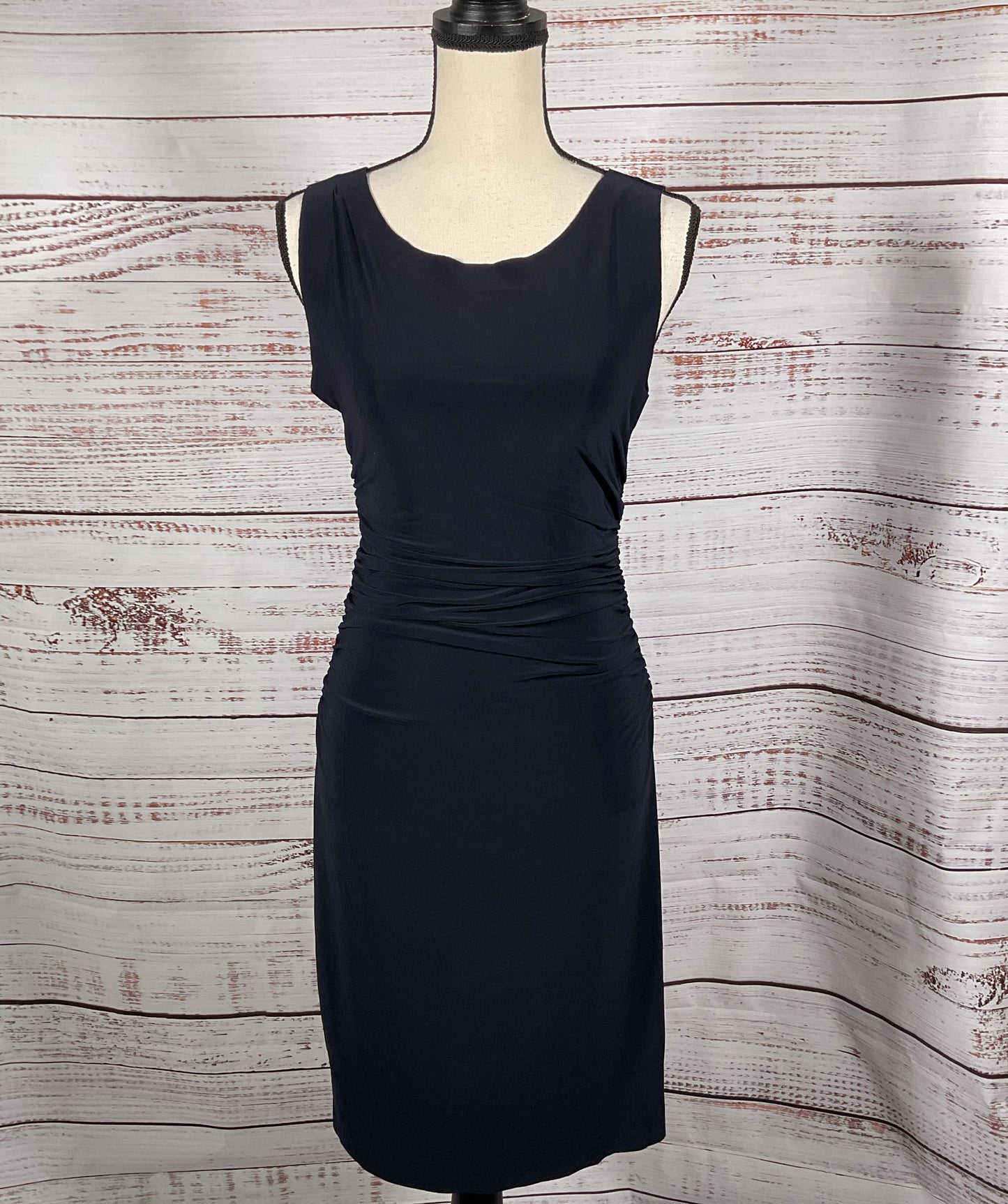Norma Kamali Shirred Round Neck Minidress Navy M