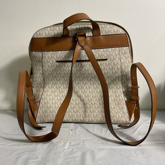 Michael Kors Rhea Medium Slim Logo Backpack in Vanilla (MISSING TIES ON ZIPPERS)