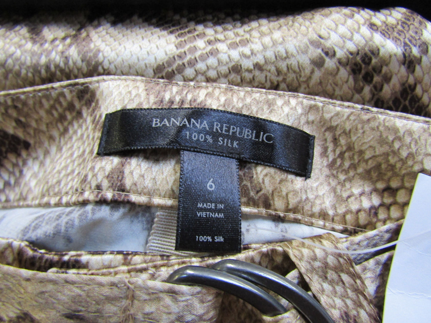 Banana Republic Allure Women's Brown Silk Python Snake Print Cargo Pants Size 6