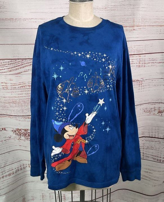 Disney Sorcerer Mickey Mouse Long Sleeve T-Shirt Blue L