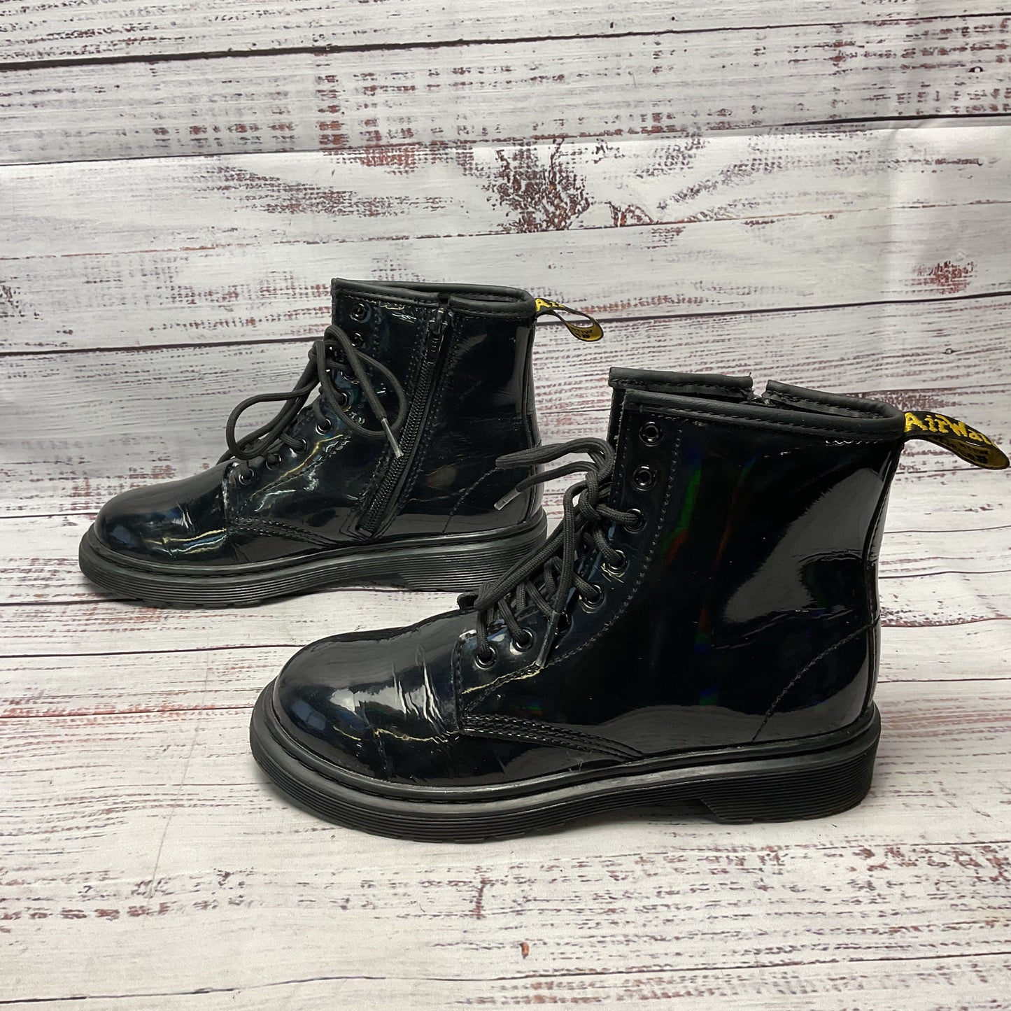 Dr. Doc Marten Black Rainbow Patent Leather 1460 Combat Boot Women Size 5