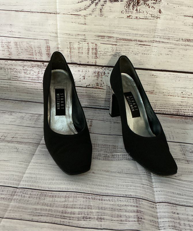 Women's Stuart Weitzman Black Pump with embellished heel Women 7.5