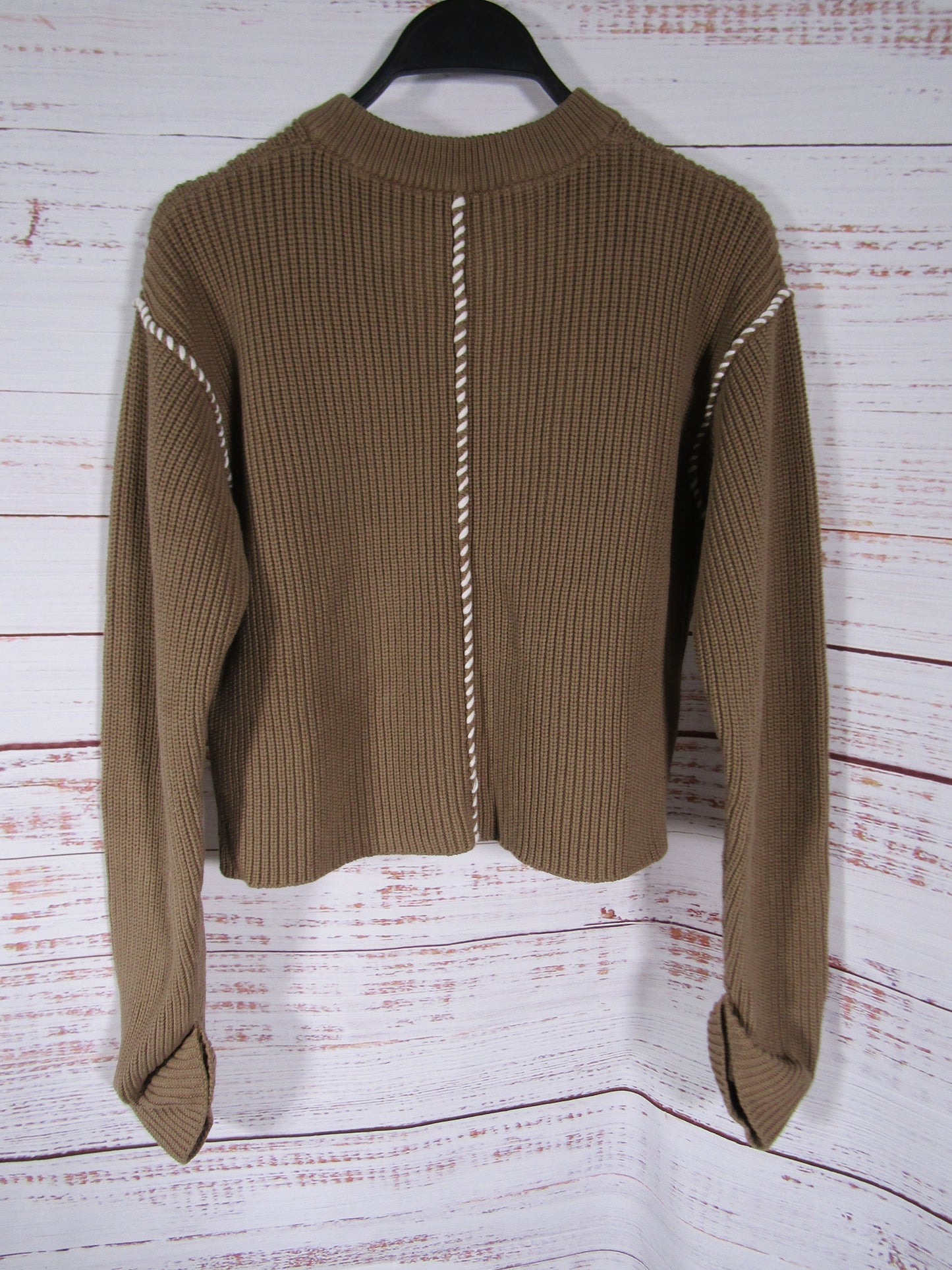 Ninety Percent Net Sustain Iris Women's Brown Cotton Blend Knit Sweater Size S