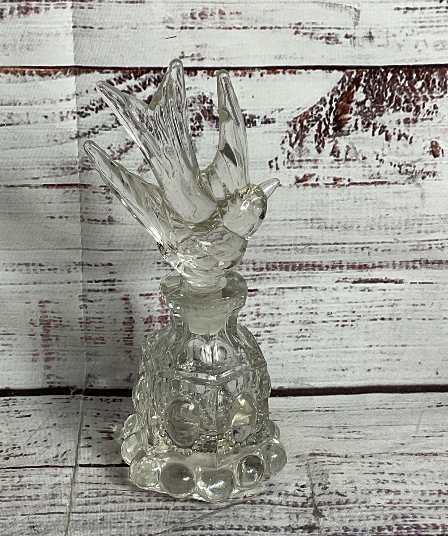 Vintage Glass Bird Footed Perfume Bottle Clear