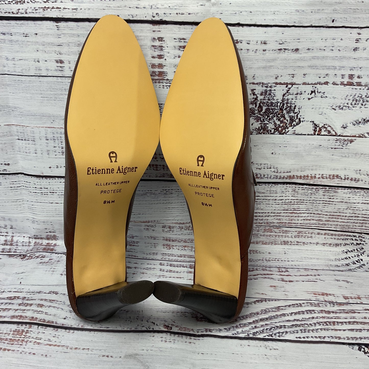 Etienne Aigner Brown Leather Mule Slip on Heel Women Size 8.5 New