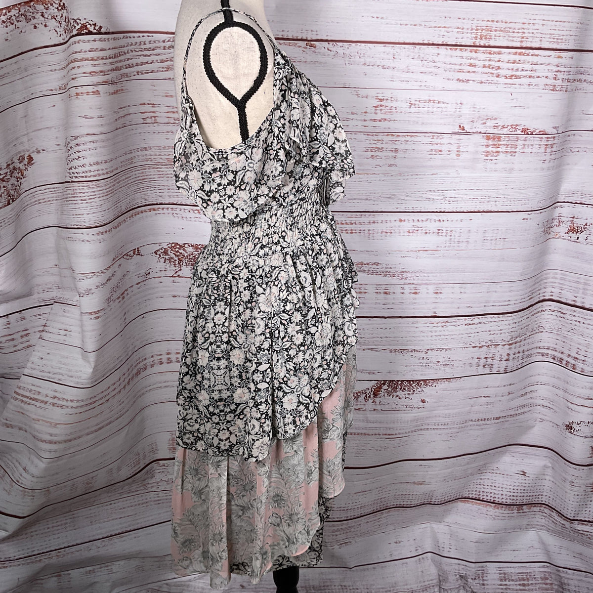 MISA Los Angeles Women's Ruffle Shoulder Strap Dress- SZ S