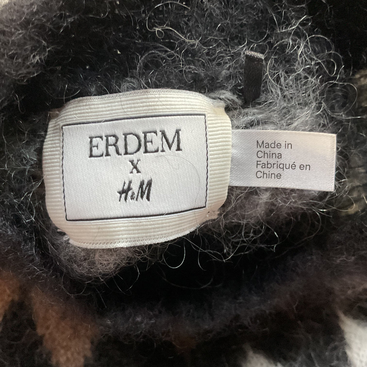ERDEMA X H&M Cream Black Brown Knitted Mohair Blend Sweater - SZ XS