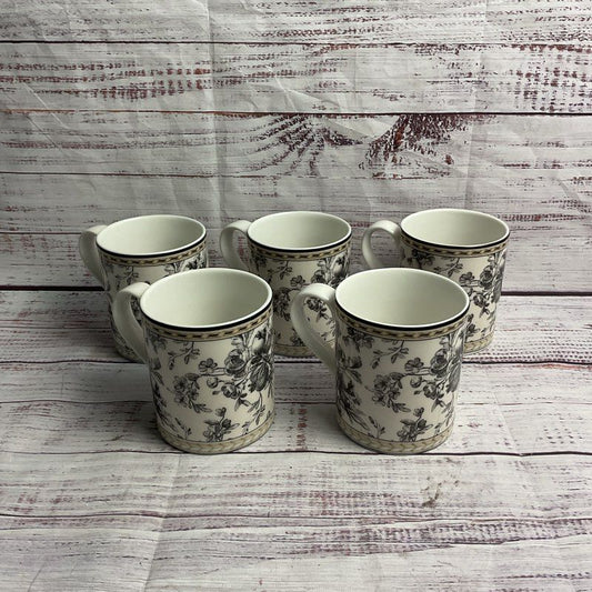 Vintage Royal Doulton Studio Provence Fruit Noir 5 Pc. White Mug Set