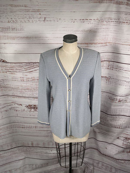 Vintage ST. John Collection By Marie Gray Shoulder Padded Wool Cardigan Size S