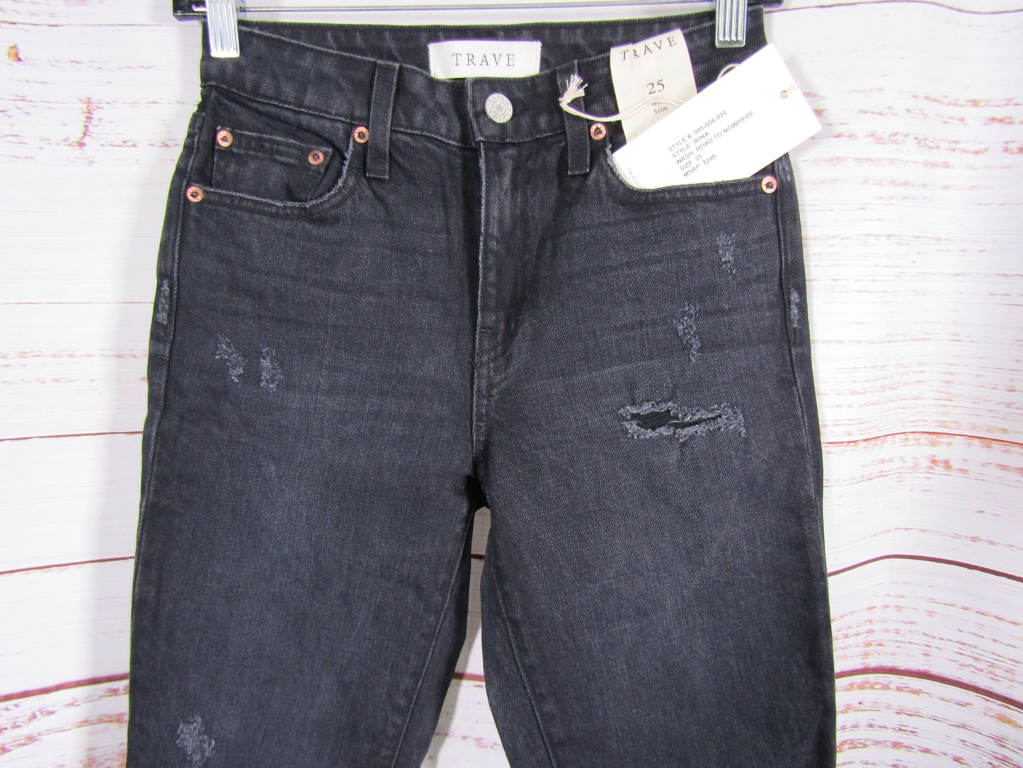 Trave Irina Women's Road to Nowhere Black Distressed Denim Jeans Size 25