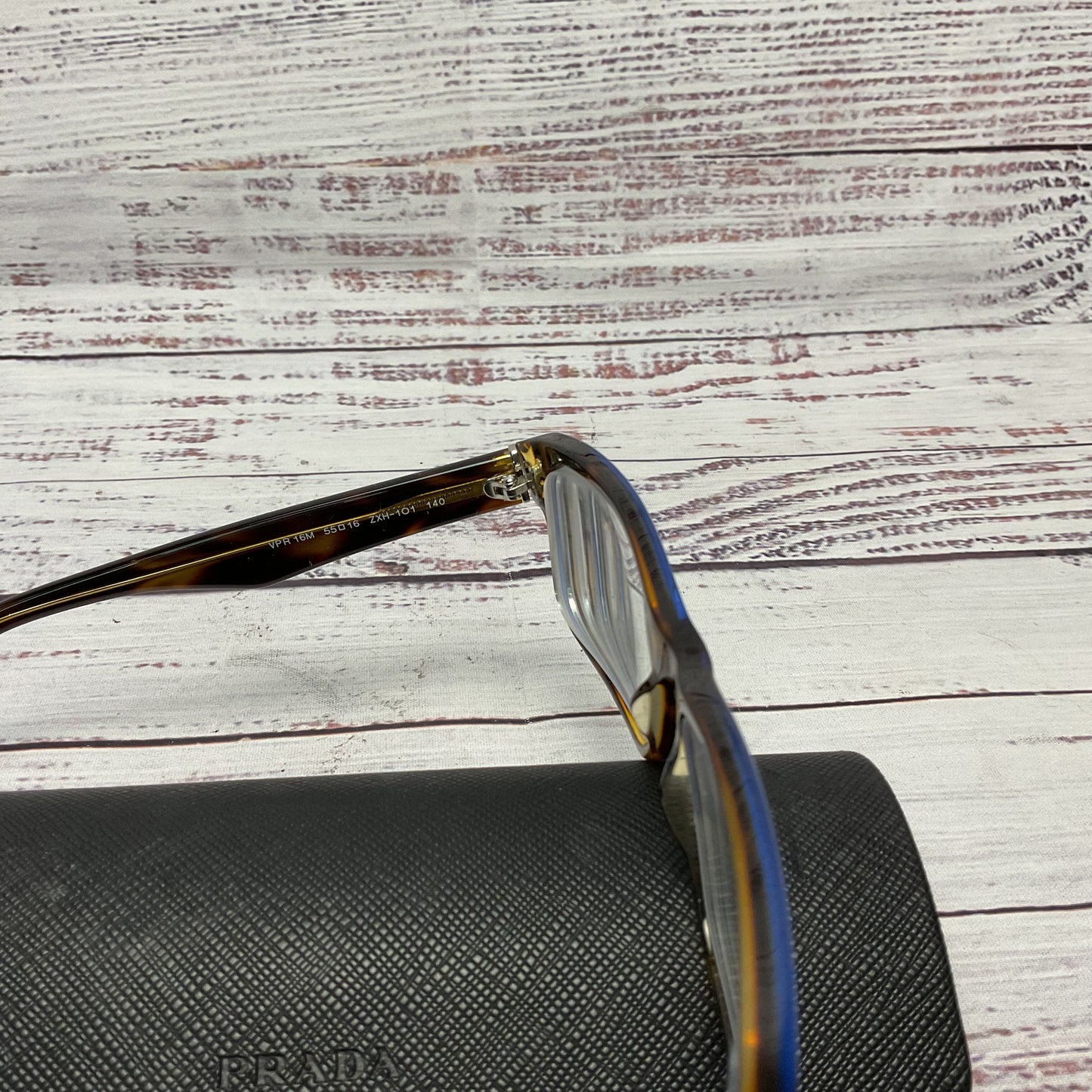 Prada VPR16M Brown Tortoiseshell Blue Overlay Glasses 55 16 Framed Case Only*